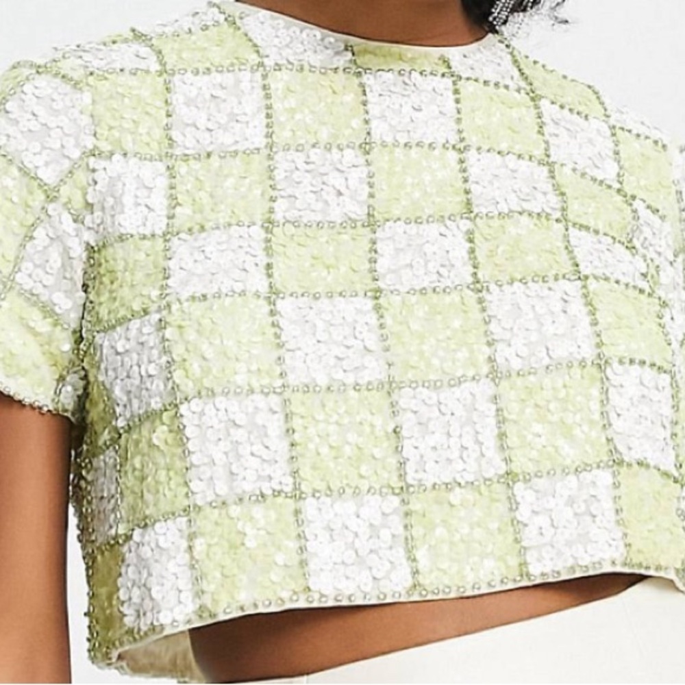 Sequin lime Crop top